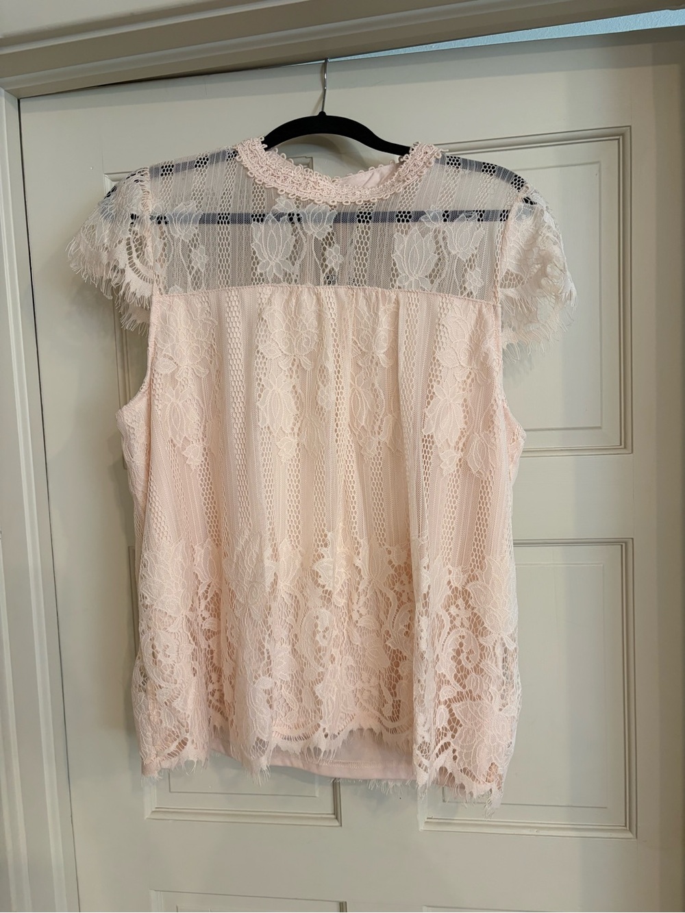 Ultra Pink Pale Pink Lace Cap Sleeve Blouse